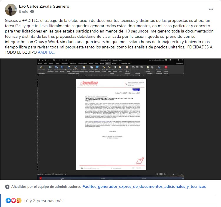 ADITEC (Generador Exprés de Documentos Adicionales y Técnicos)